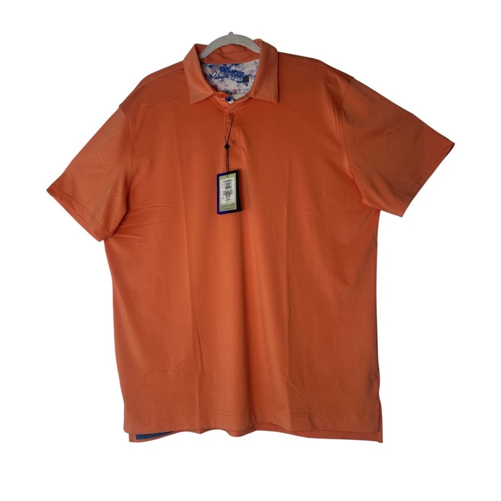NWT Robert Graham Performance Polo Shirt Men's XL Classic Fit Coral Retail $98